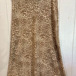 Rachel Zoe Leopard Print Midi Skirt in Tan and Brown